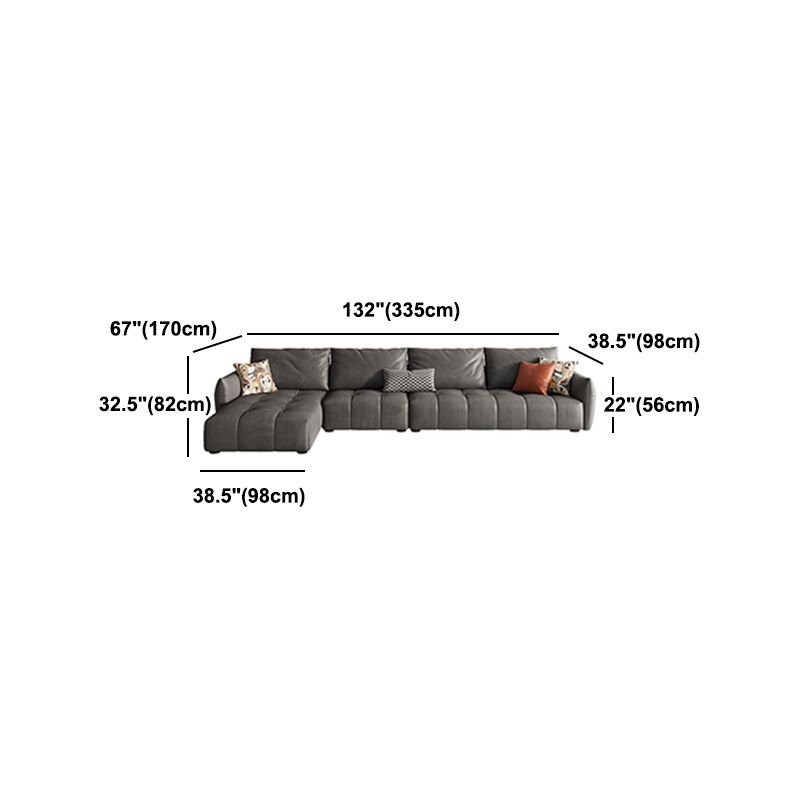 Square Arm Cloud Gray Cushion Back Contemporary Stain-Resistant Sofa