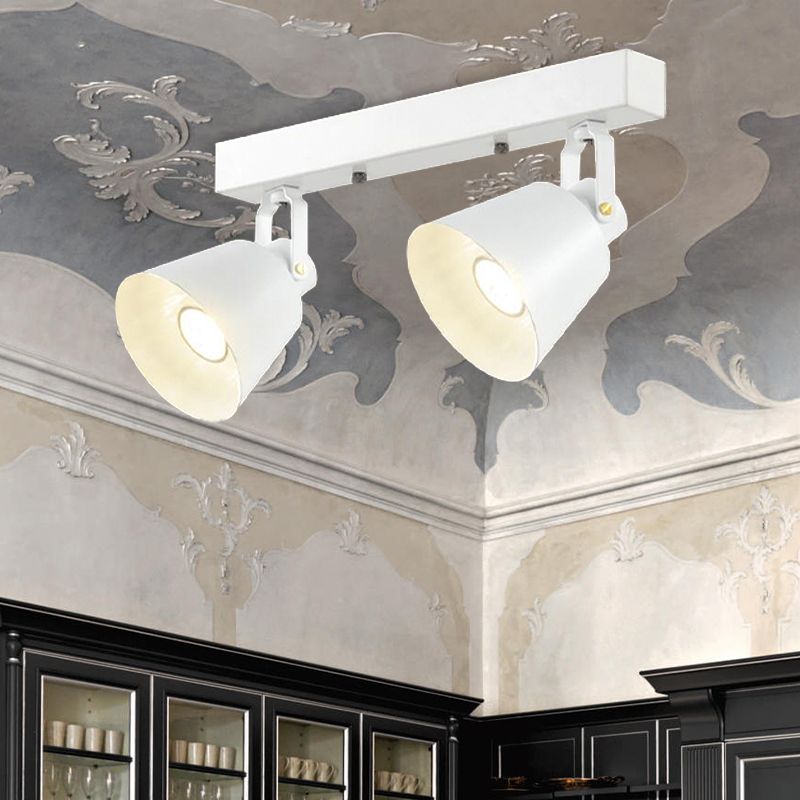 2/3/4 Lights Bucket Ceiling Light Fixture Loft Stylish Black/White Finish Metal Rotatable Semi Flush Mount Lighting