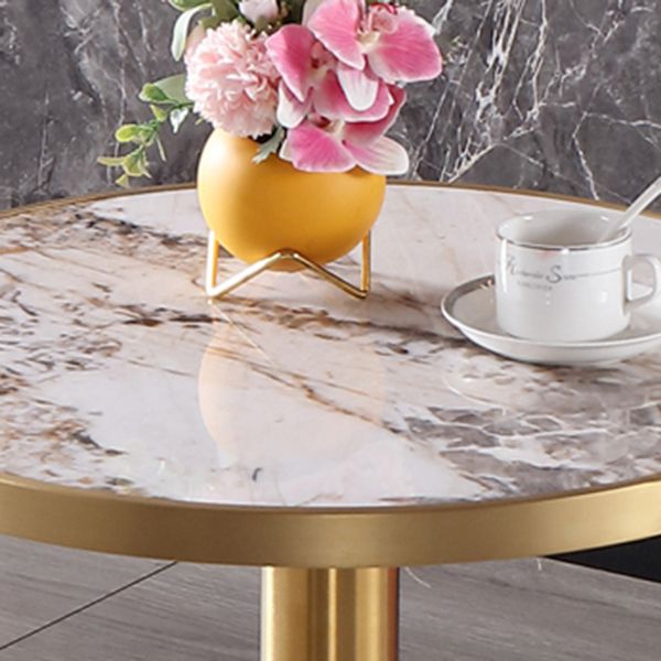 Round Stone Dining Table Traditional Luxury Dining Room Collection with Pedestal Base