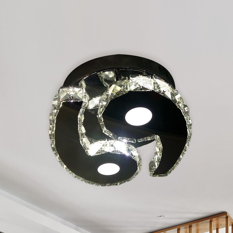 LED Wall Hanging Light Minimalist Double Six Beveled Crystal Wall Mounted Lamp in Chrome, Warm/White Light