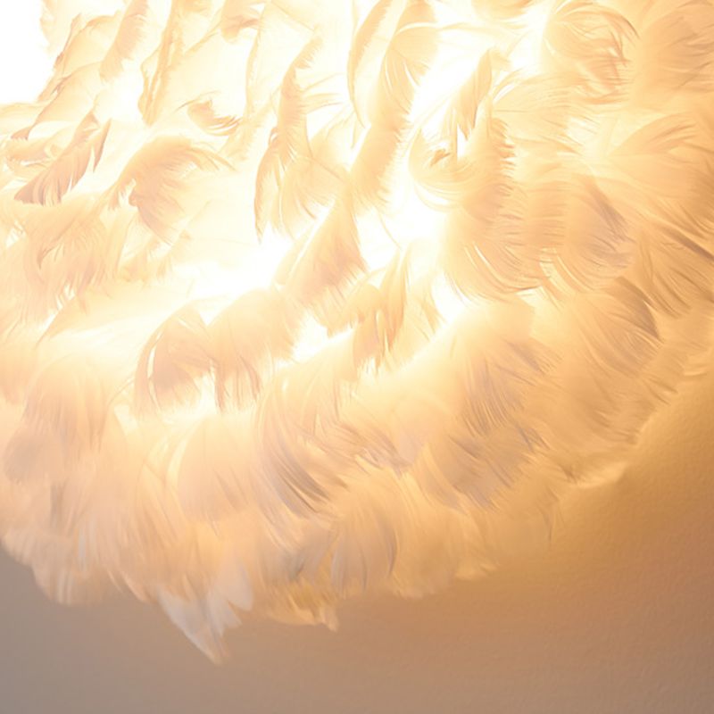 Nordic Romantic Style Feathered Wall Sconce Metal 1 Light Sconces