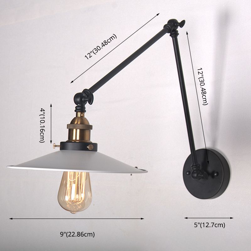 White Metal Cone Shade Industry Style Wandlampe 2 Abschnitte Schwung Retro-Wandleuchten für das Restaurant