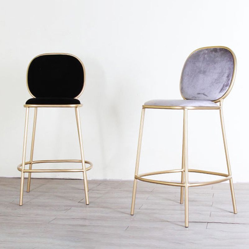 Contemporary Backrest Bar Stools Metal Barstool with Gold Legs