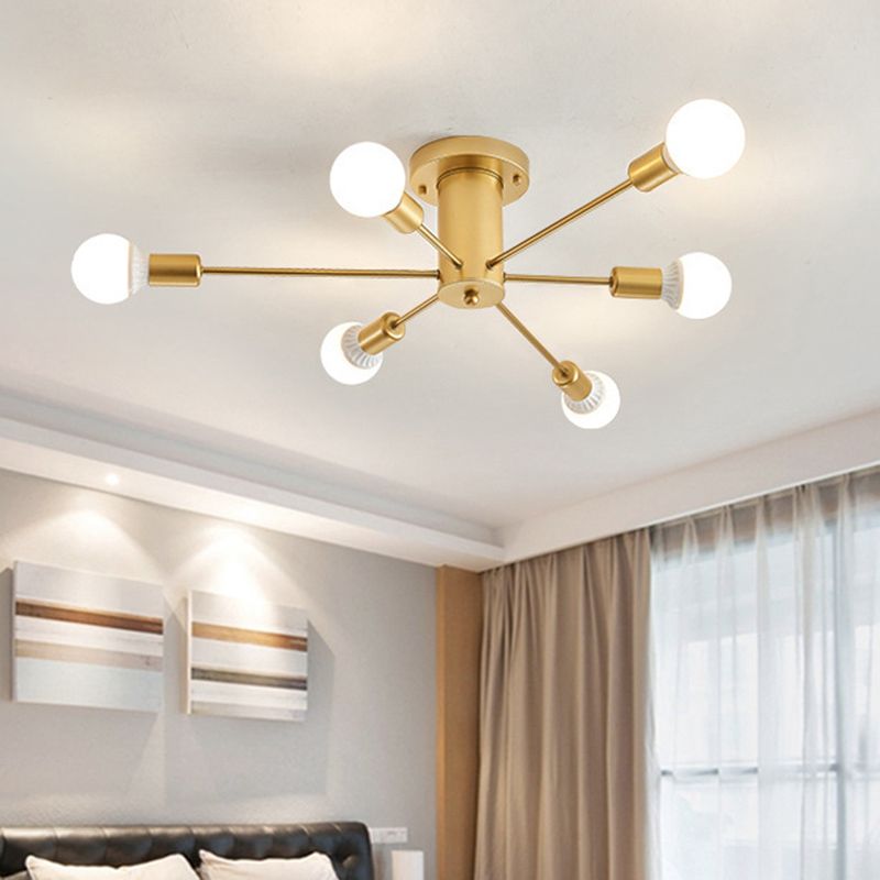 Industrial Style Iron Ceiling Light with Glass Shade for Bedroom