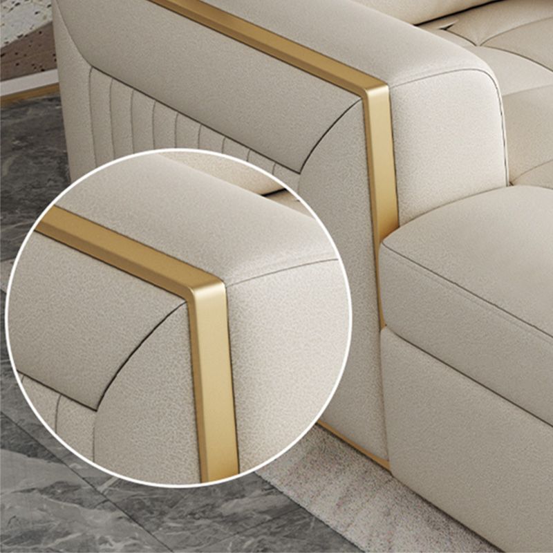 White Modern Sofa Bed with Storage USB Charging Convertible Sectional