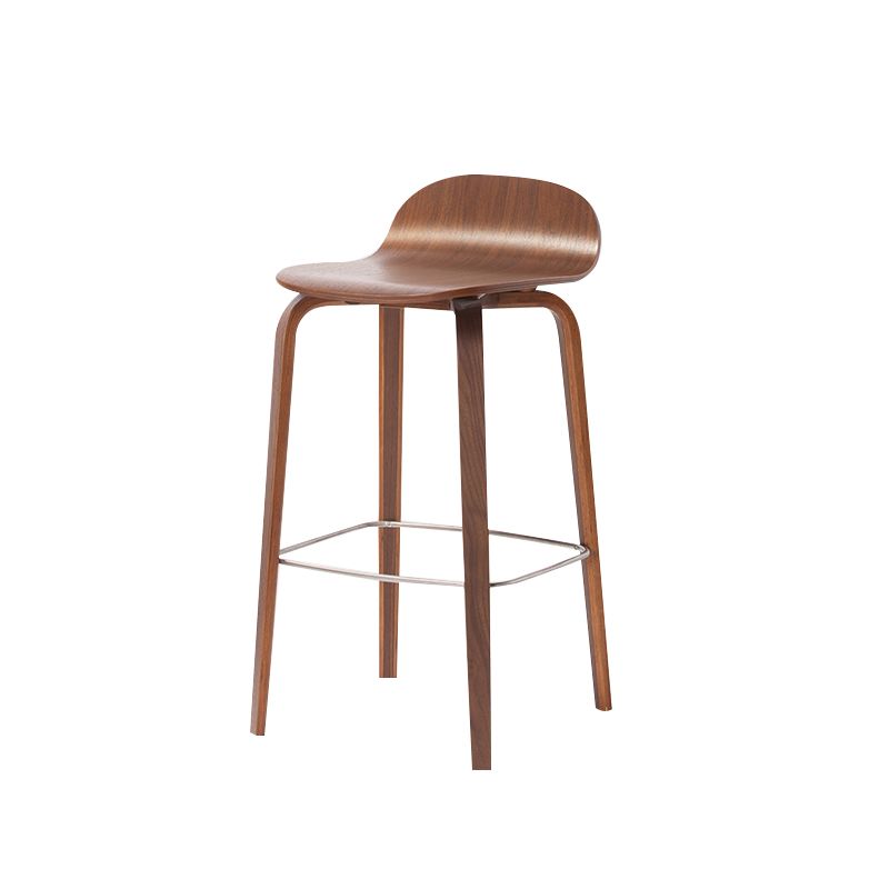 Indoor Armless Low Back Bar Height Stool Beech Solid Wood Bar Stool