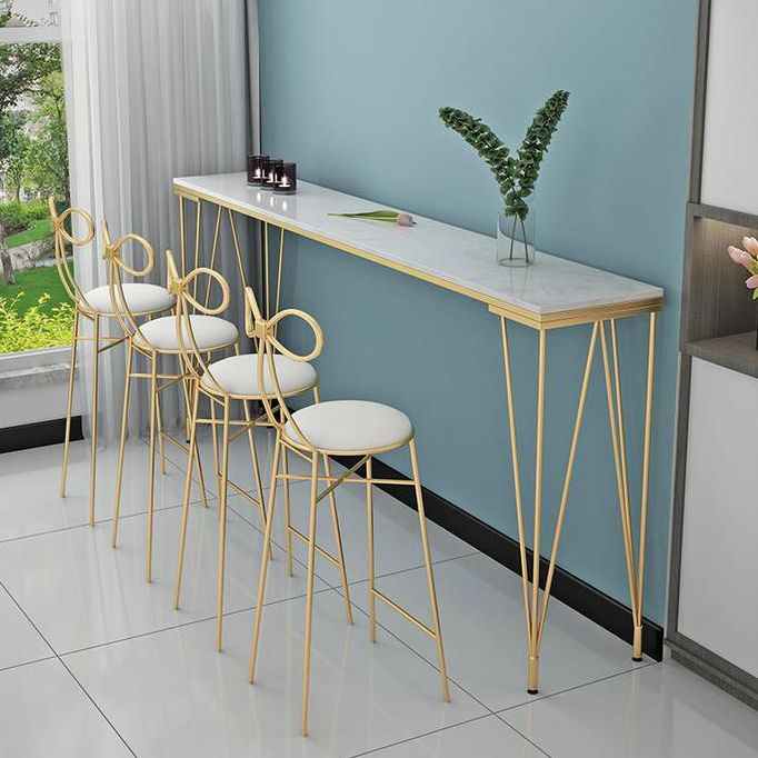 Stone Top Bar Table Traditional Luxury Rectangle Bar Table with 4 Legs