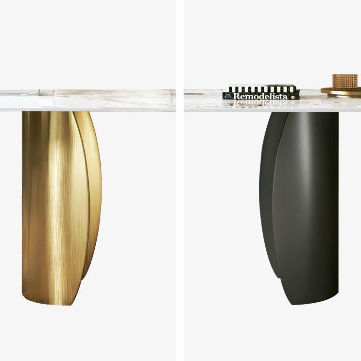Modern Sintered Stone Table Dining Rectangle Table with Metal Legs for Home Use