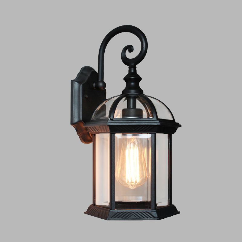 Birdcage Courtyard Wall Montate Montaggio della fattoria Light Glass 1 Bulbo Brass/Black Finitura Finitura Sconce Lampada Apparecchiatura