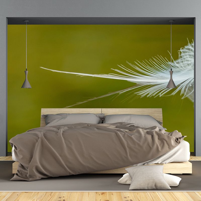 Mildew Resistant Feather Mural Wallpaper Decorative Wall Art for Bedroom