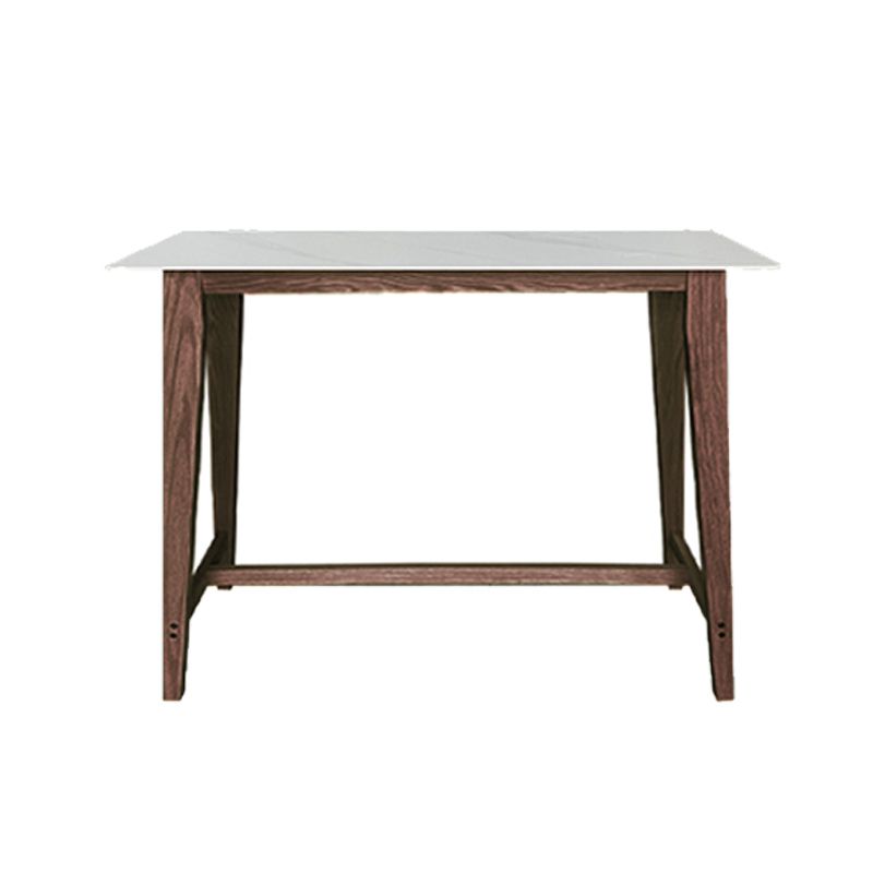 Rectangle Stone Top Bistro Table Modern Pub Table with Solid Wood Frame