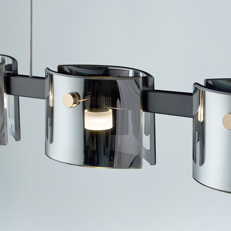 Modern Chandelier Lighting Fixtures Glass Hanging Lamp Kit in Black for Living Room