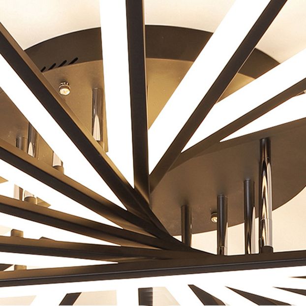 Plafonnier LED linéaire en acrylique, simplicité moderne, montage encastré en fer laqué pour salon