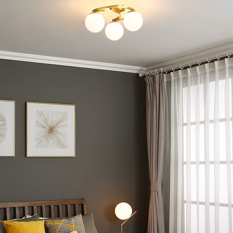 Globe Semi Flush Mount Leuchte Traditionelle Milchglas Deckenleuchten für Wohnzimmer