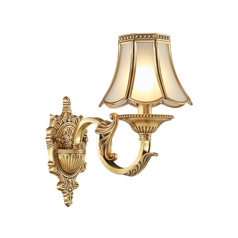 1/2-Head Bell Sconce Light Fixture Traditional Brass Metal Wall Light Sconce for Bedroom