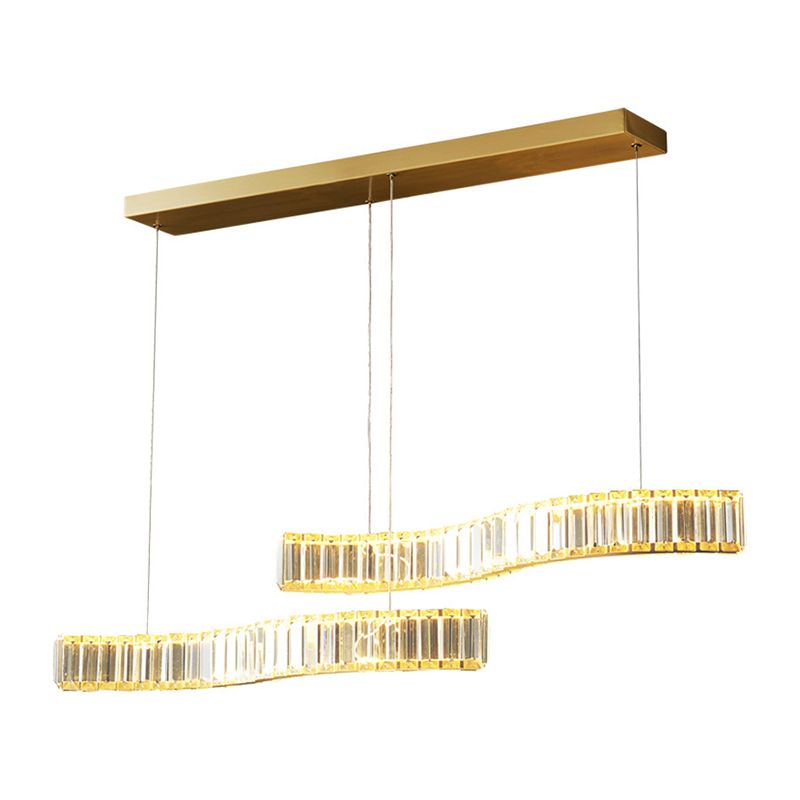 Modern Island Lighting Linear Crystal LED Pendant Lights for Dining Room