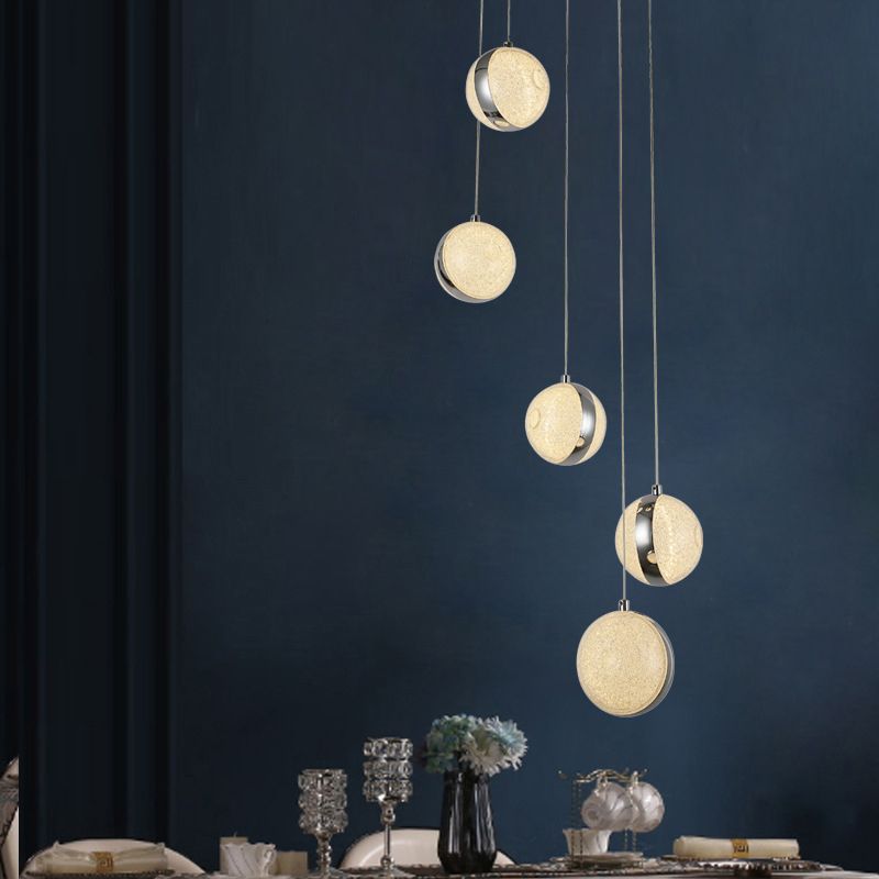 Chrome Finish Cluster Ball Pendant Minimalistisch Crystal LED Suspension Light voor het diner