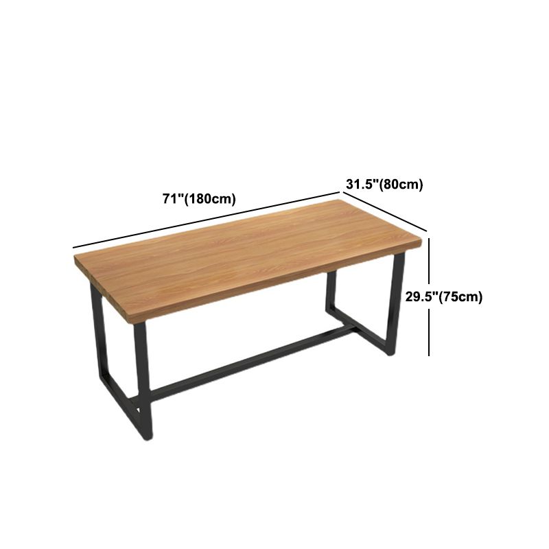 Black Metal Trestle Counter Table Industrial Rectangle Solid Wood Top Table