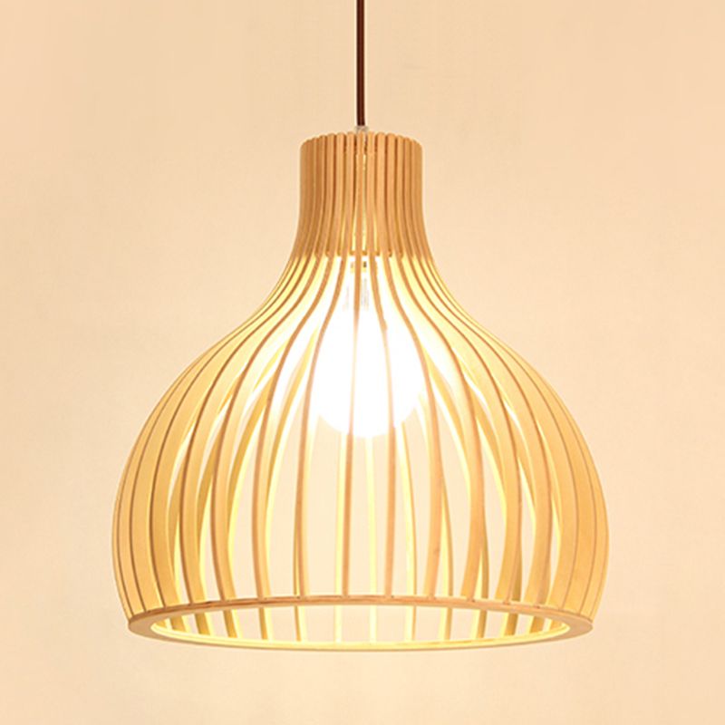 Geometric Shape Wood Hanging Light Modern 1 Light Hanging Light Fixtures in Brown