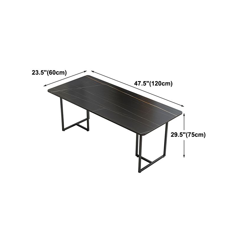 Industrial Black Table for Restaurant Rectangle Dining Table with Double Pedestal