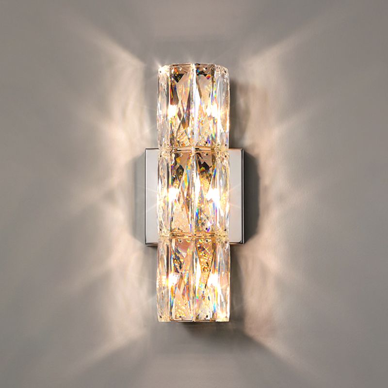Light Luxury Metal Wall Light Rectangle Shape Wall Lamp with Crystal Shade for Bedroom