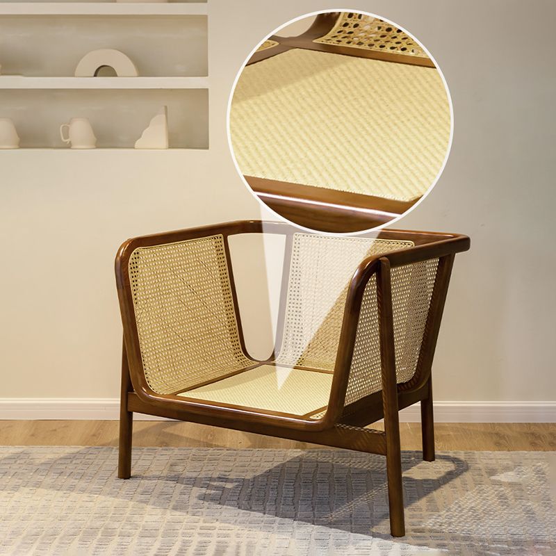 Mid-century Modern Flared Arms Accent Chair Solid Wood Armchair