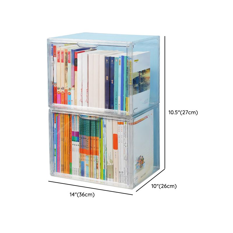 Contemporary Plastic Book Shelf Tabletop Standard Kids Bookcase in Transparent