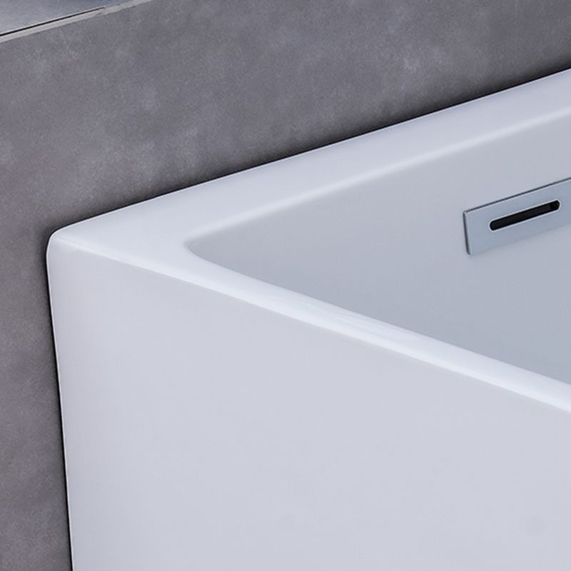 White Back to Wall Soaking Bathtub Contemporary Rectangular Acrylic Bath Tub