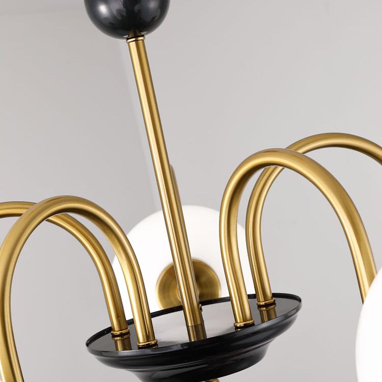 Round Glass Hanging Light Fixture Nordic-Style Chandelier Light Fixture for Dinning Room