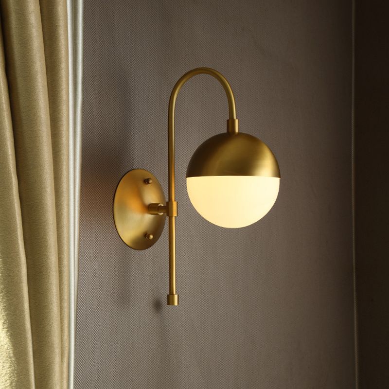 Contemporary Glass Shade Vanity Light Metal Wall Light Sconce for Washroom