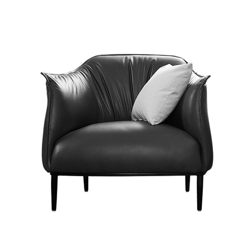 Faux Leather Barrel Accent Chair with Tight Back, 35.43" W √ó 33.86" L √ó 29.92" H
