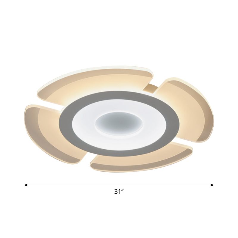Minimalistic Floweret Flush Ceiling Light Acrylic Bedroom Ultrathin LED Flushmount Lighting in White, 8"/16.5"/31" Wide