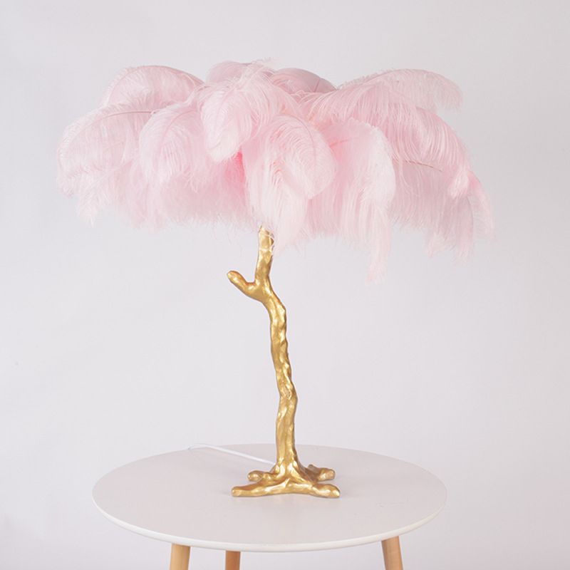 Creatief moderne kokosboom nachtlamp veer eenmalige bol woonkamer tafellicht in roze