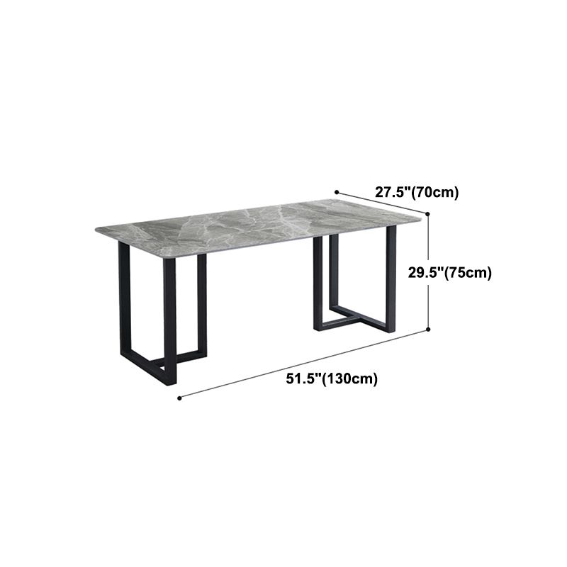 Industrial Grey Table for Restaurant Rectangle Dining Table with Double Pedestal