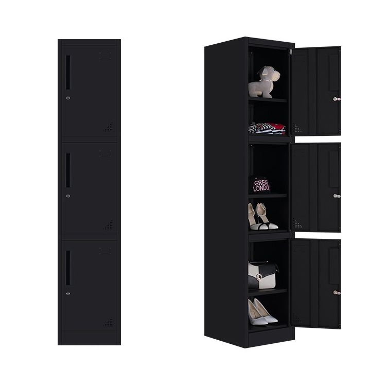 Black Steel Wardrobe with Hinged Door Industrial Storage Cabinet for Bathroom