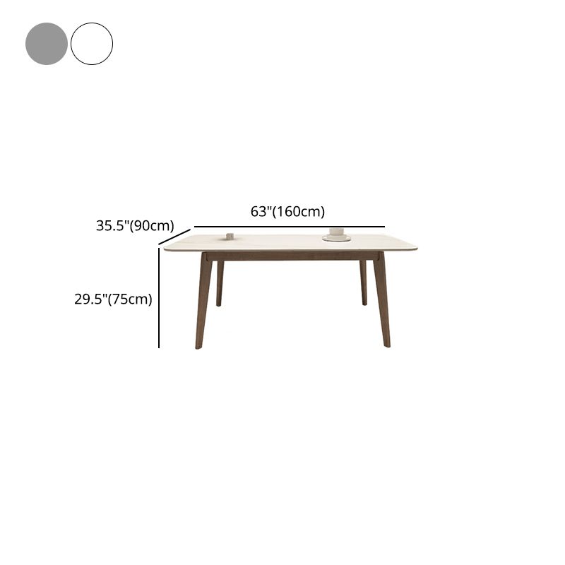 Rectangle Shaker Style Dining Table 4 Solid Wood Brown Legs Dining Table