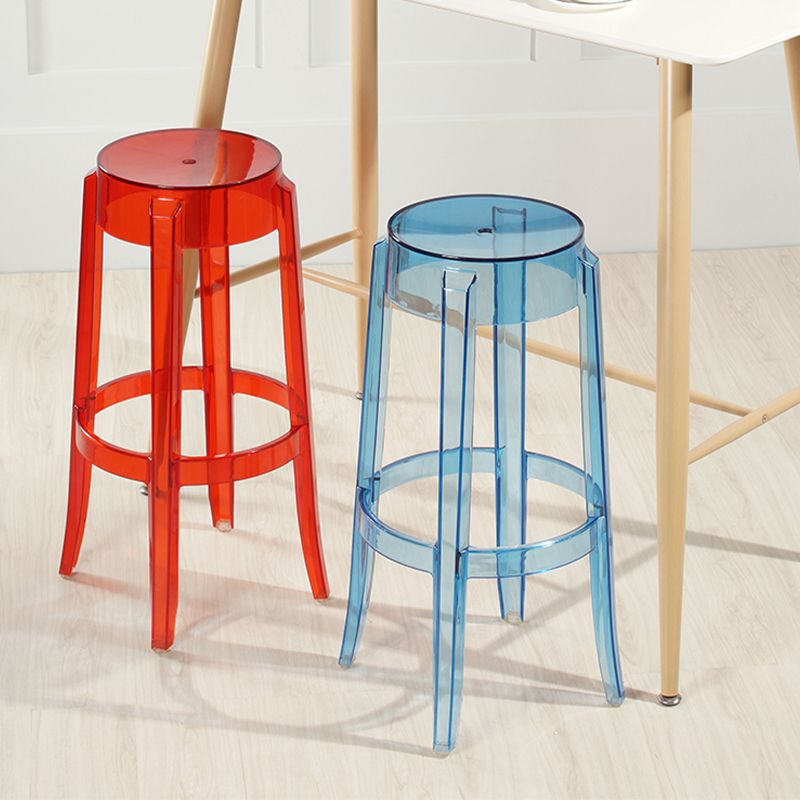 Industrial Backless Round Seat Acrylic Armless Bar Stool for Living Room