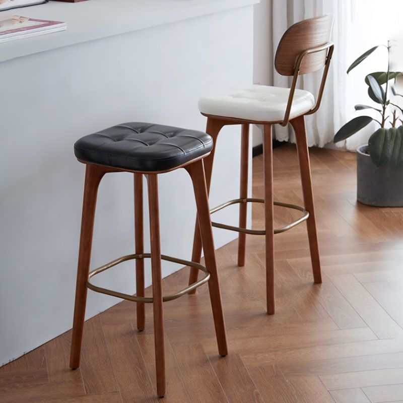 Industrial Style Wood Counter Chair Footrest Counter Stool for Living Room