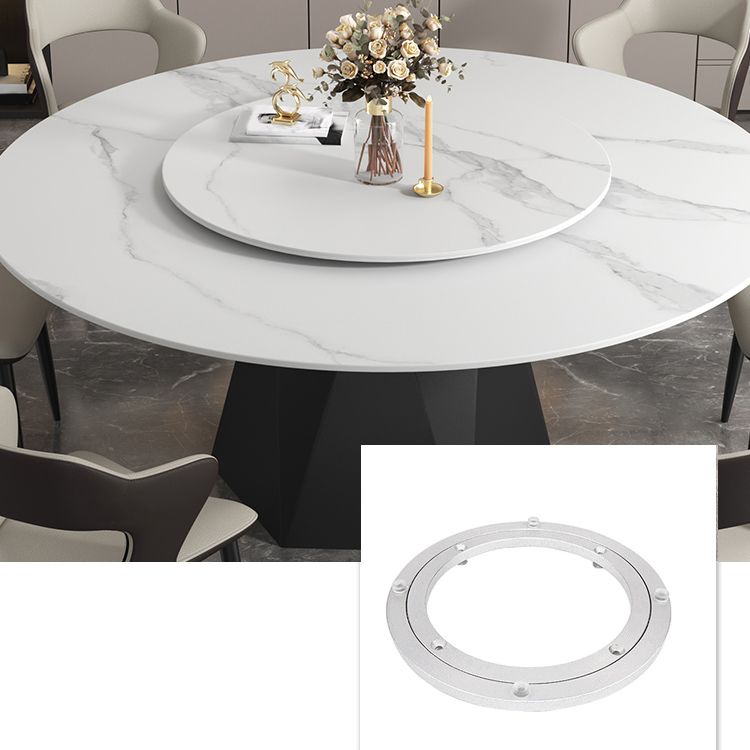 Round Furniture Simple Style Stone Pedestal Base Dinner Table with Turntable