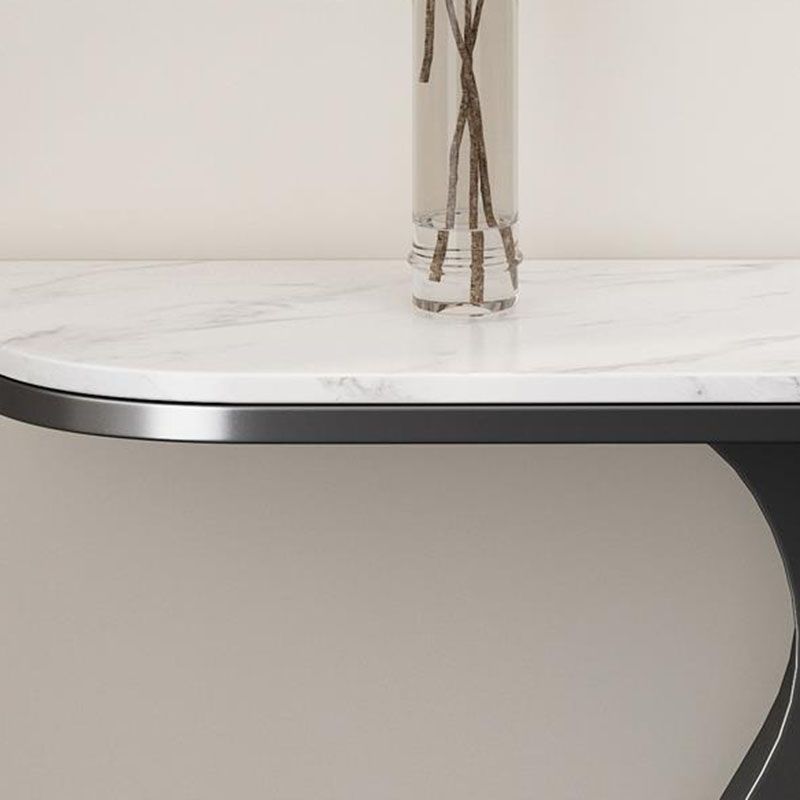 12 Inch Wide Glam Accent Table Half Moon Metal Console Table