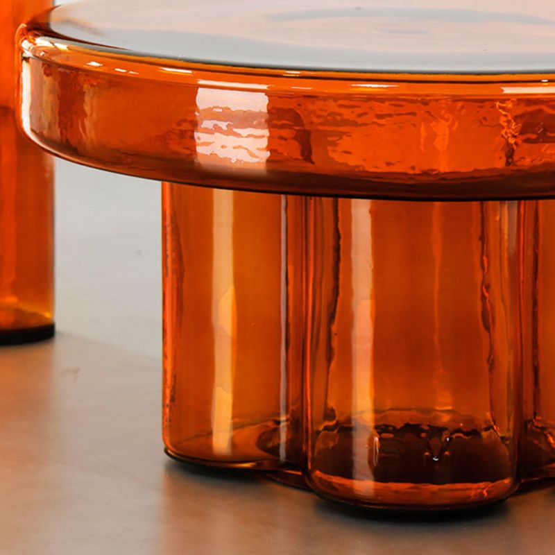 Contemporary Round Glass Coffee Table Pedestal Cocktail Table