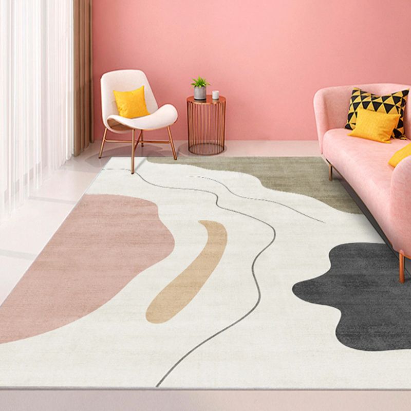 Simplicity Patchwork Rug Polyester Indoor Carpet Non-Slip Backing Area Rug for Home Decoration