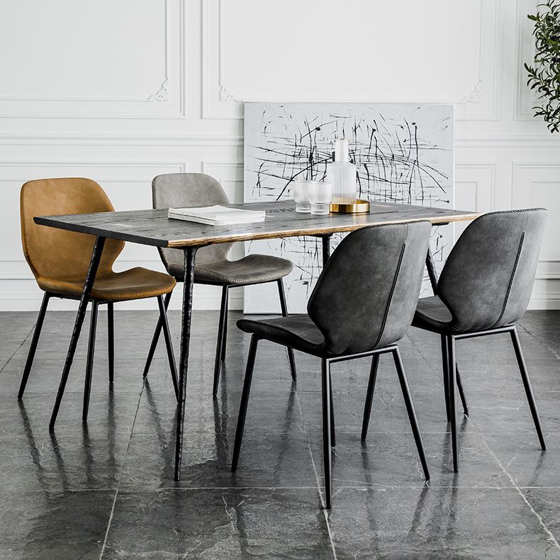 Silla lateral de comedor de metal moderno, respaldo sólido, silla sin brazos para uso en restaurantes