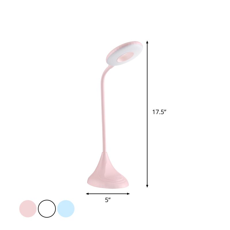 Blau/rosa/weiß kreisförmiger Schreibtischlampe moderne Kunststoff -LED -Touchempfindlichkeit Leslicht für Bett