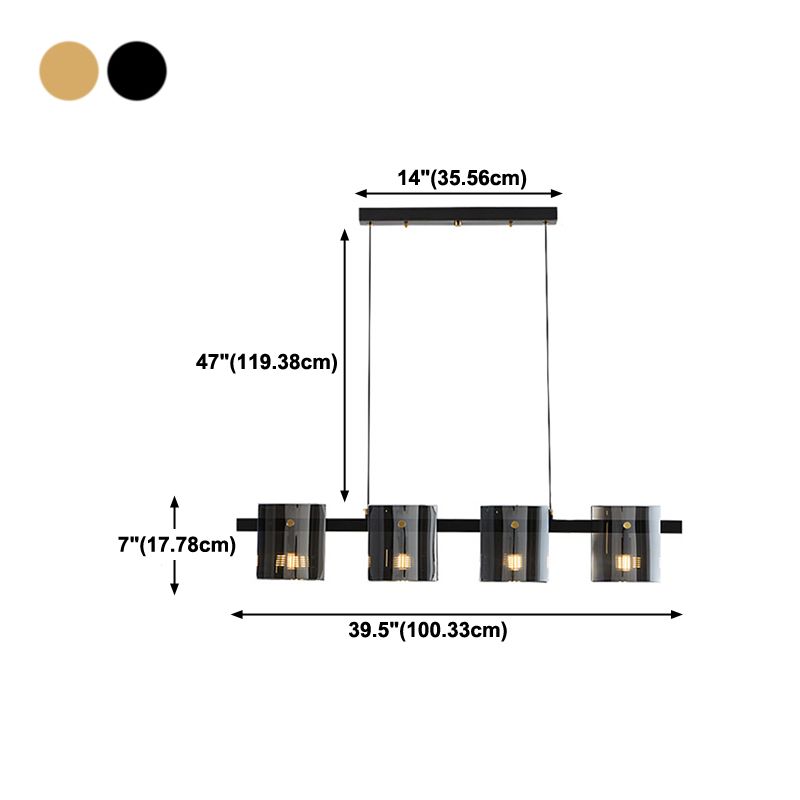 Estilo contemporáneo Drum Shape Lights Iluminación de la isla de vidrio para el comedor
