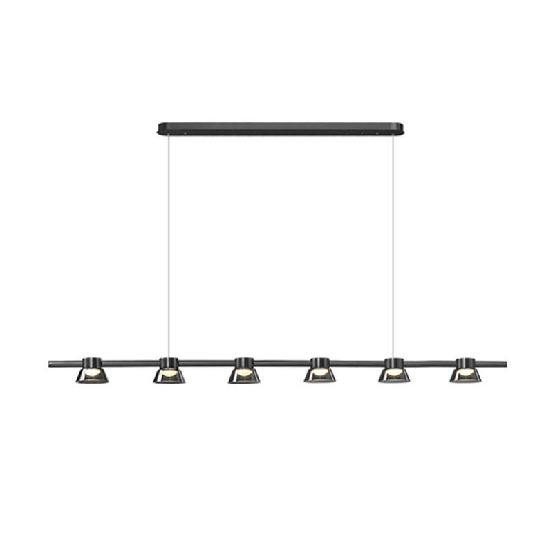 Linear Contemporary Glass Multi Lights Island Light in Black