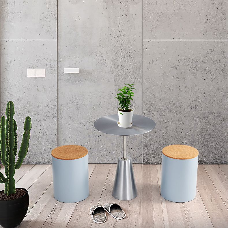 Mid-Century Metal Pedestal End Table Round Side End Table for Living Room
