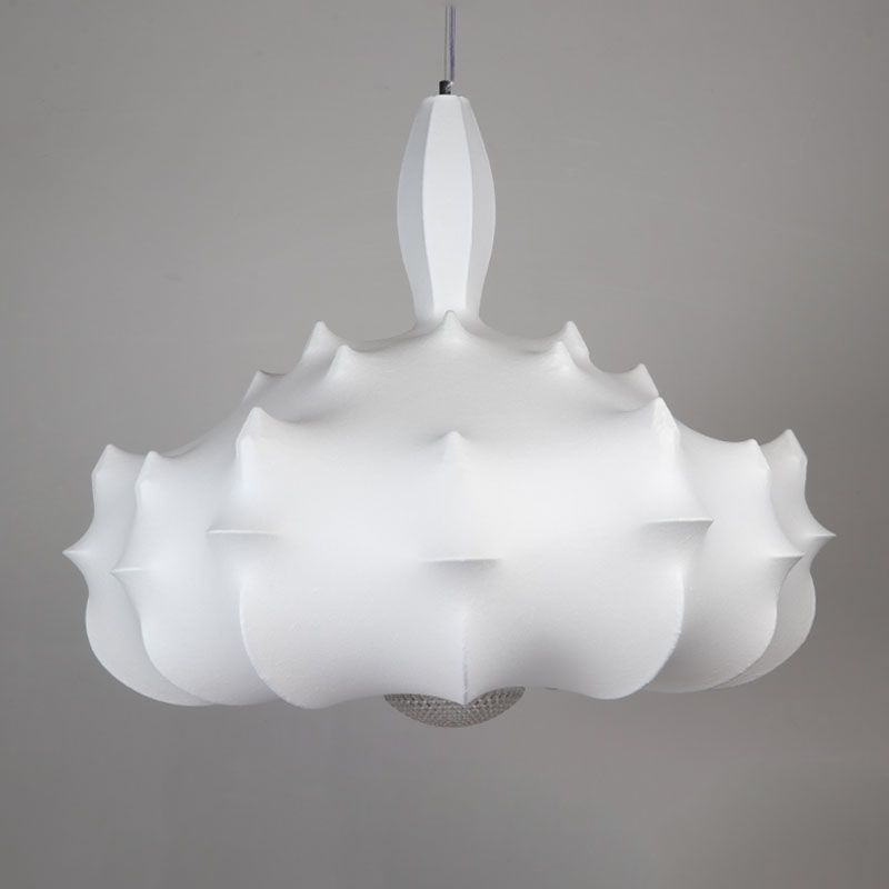 Onregelmatige gevormde zijden hanger lamp postmodern 1 bol witte ophanging licht voor woonkamer