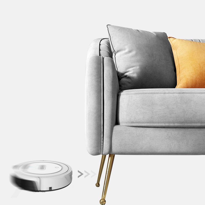 Glam Sewn Pillow Back Living Room Slipcovered Sloped Arm Seating