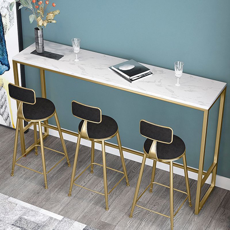 Rectangular Bar Height Table Gold Legs and Metal Base Bistro Pub Table